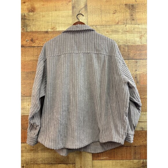 Angel Kiss Ribbed Textured Button-Down Shirt Jacket L lavender - Picture 4 of 6